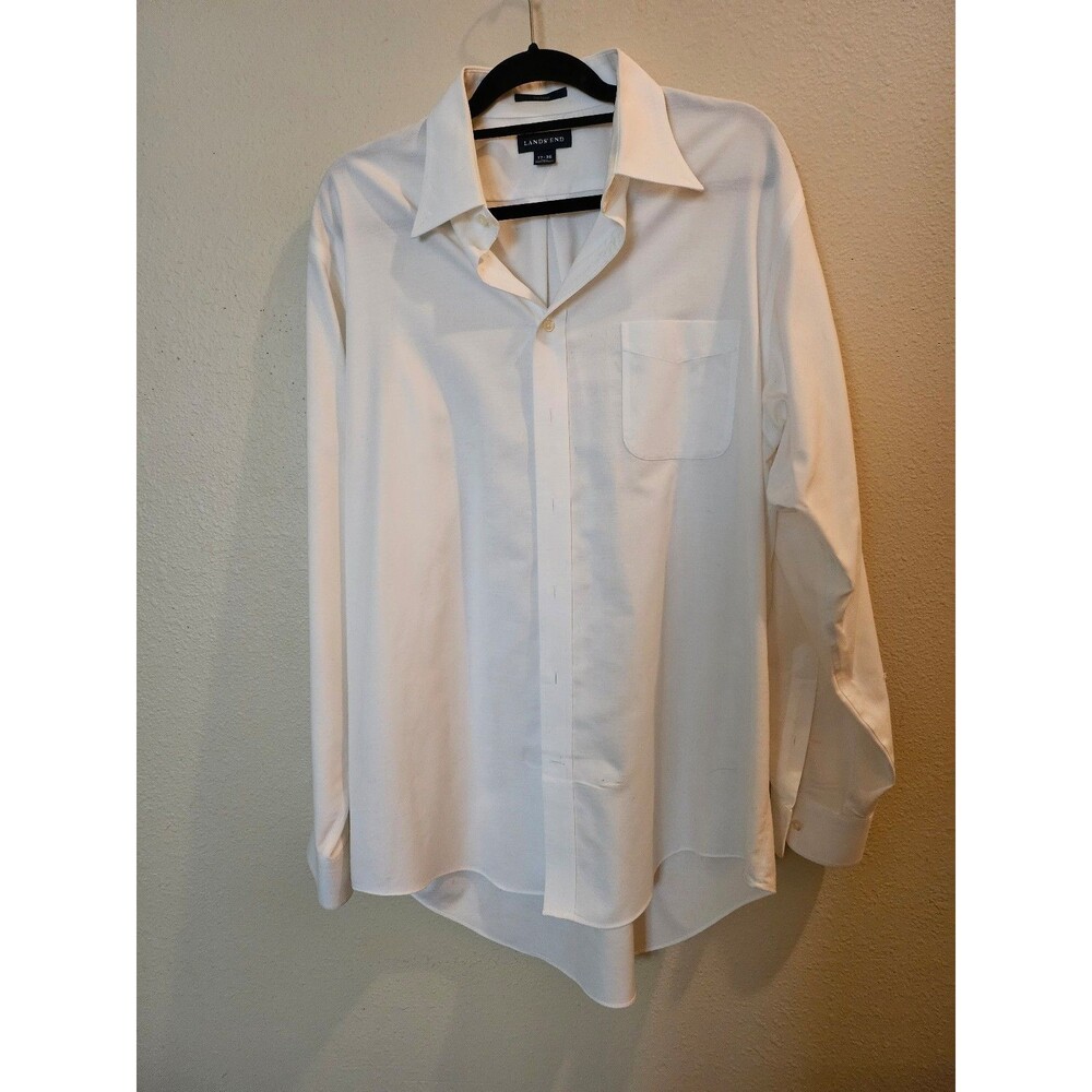 Lands' End White No Iron Long Sleeve Button-Down Shirt - size xl
